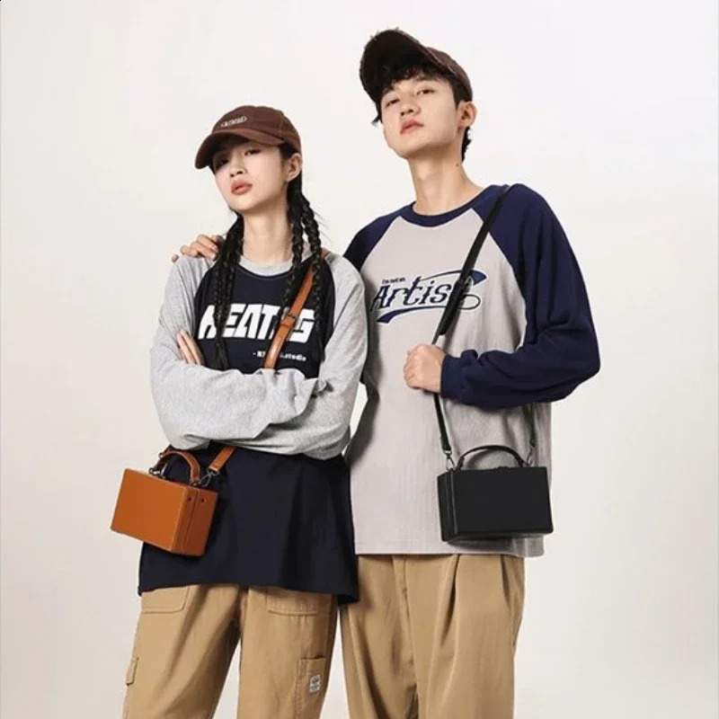 Selling Couples Solid Color Versatile Small Square Bag PU Lock Buckle Light Mens Womens Same Style Crossbody Bag 240827