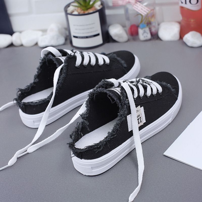 Comfort canvas mule sneakers - breathable, soft and lightweight women's shoes - perfect for casual outdoor activities, walking and everyday wear 