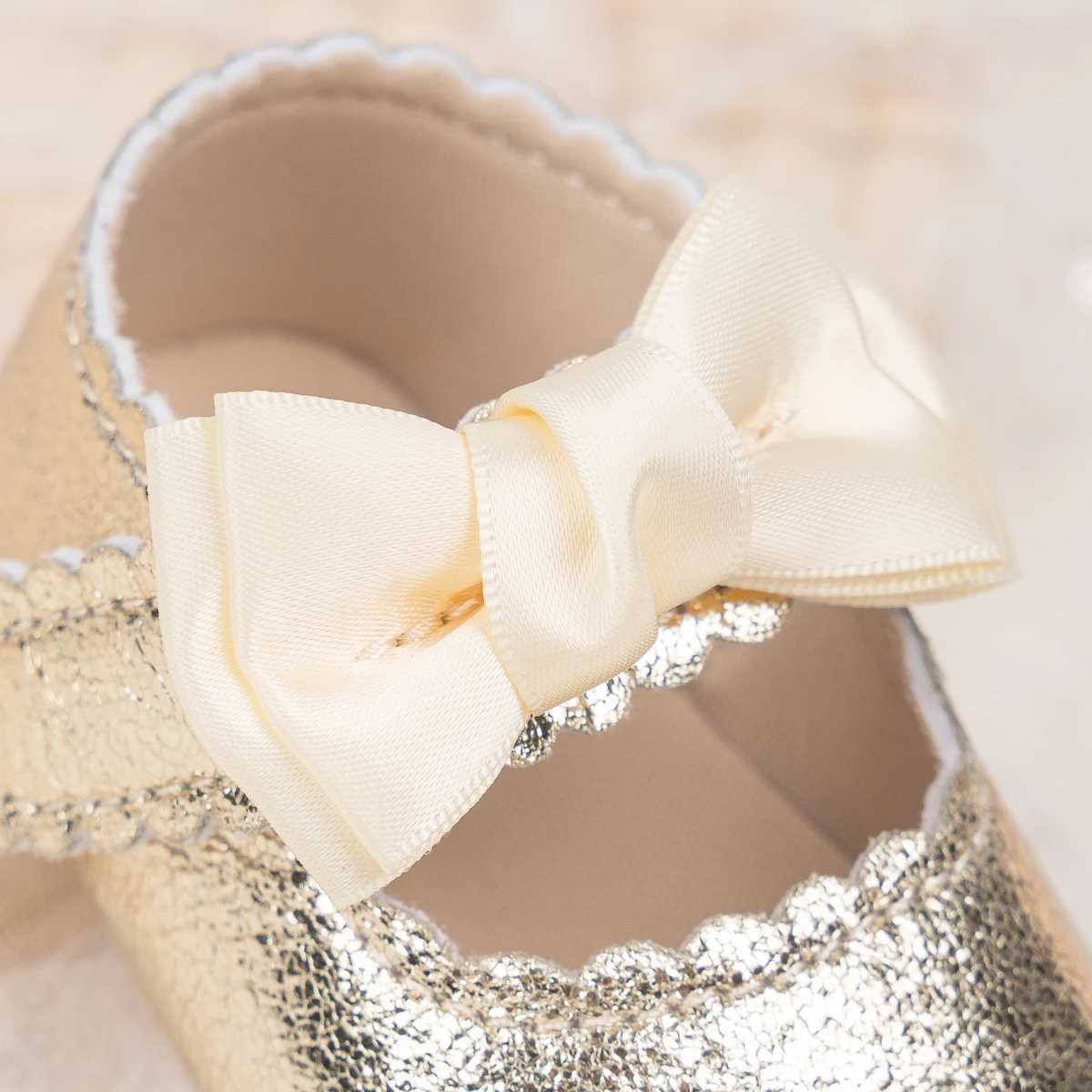 KIDSUN Classic Bow Baby Girl Preschool First Walking Shoes Anti slip Soft Cotton Bottom Preschool Shoes Princess Ballet Dance Shoes M240827