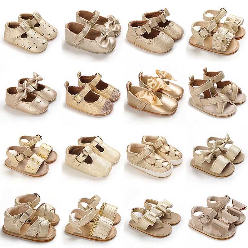 Baby walking shoes golden baby first walking shoes golden princess shoes comfortable soft non slip walking shoes M240827