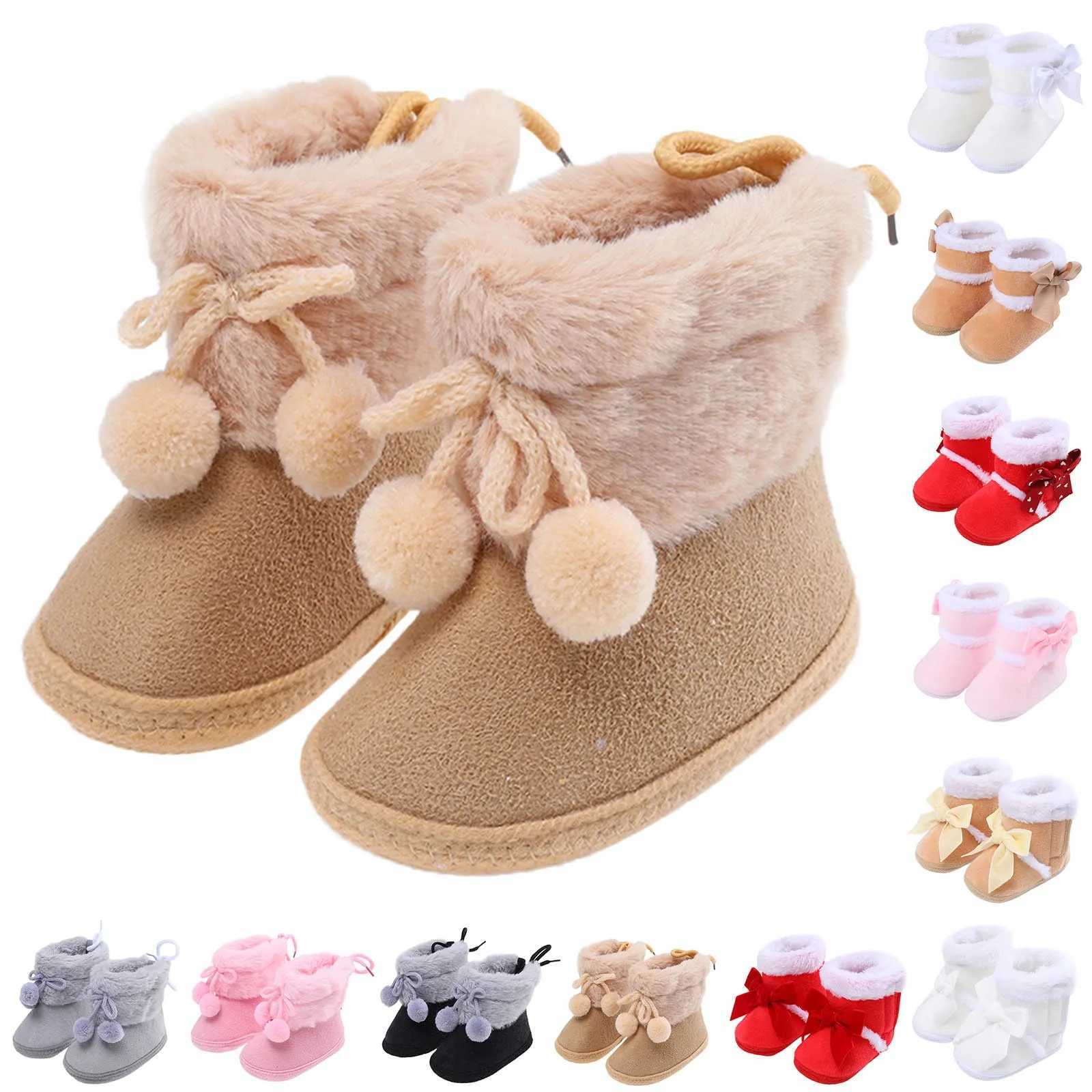 Newborn baby plush snow boots warm shoes anti slip sports shoes walking soft sole breathable heart wing first step walker M240827