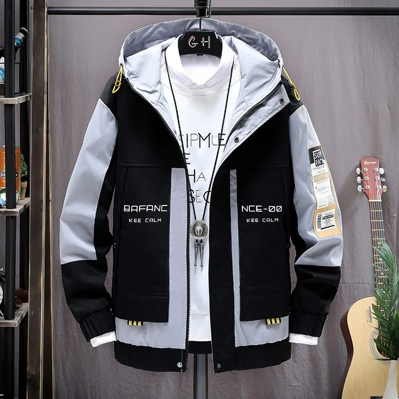 Quilting Functional Print Mens Jacket SpringAutumn Casual Zipper Work Fashion Sports 240827