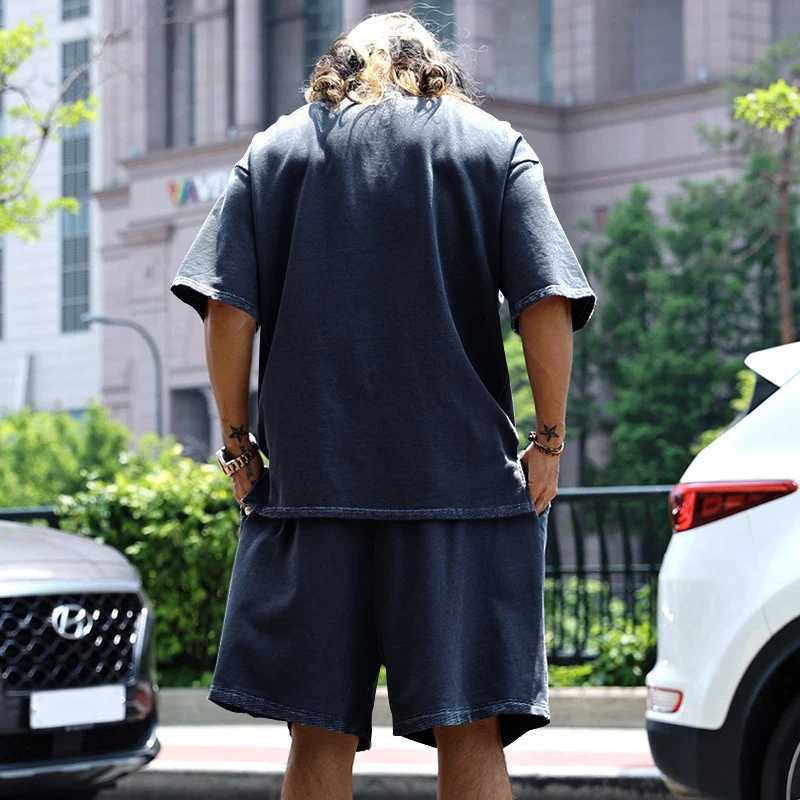 2024 Summer New Mens Set Japanese Style Plus Size Casual Loose Sports Suit Short Sleeve T-shirt Shorts Two-piece Mens Clothing X2502281