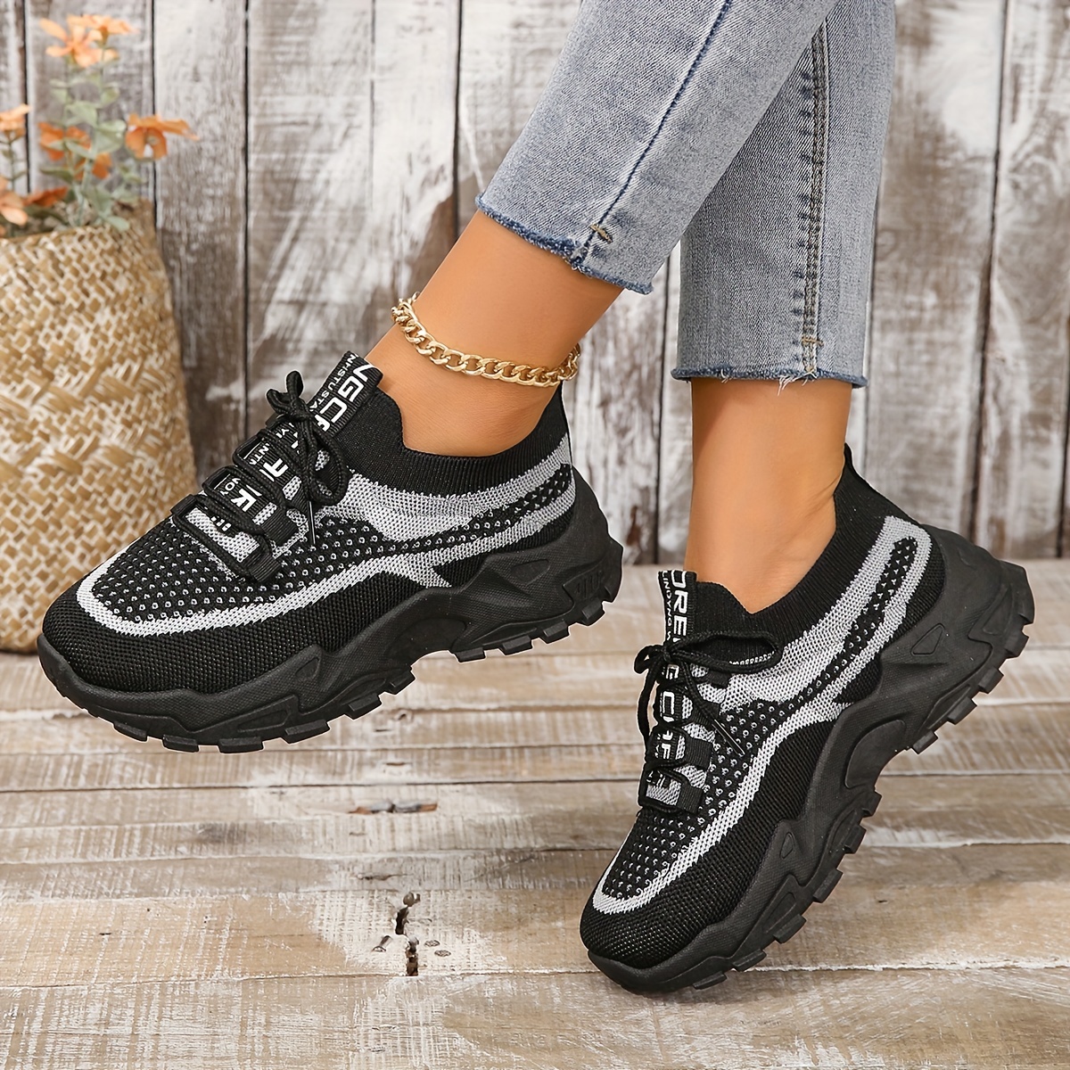 Comfortable Low-Top Breathable Mesh Platform Sneakers for Women - Lightweight, Casual, Lace-Up Design, Soft Insoles, Non-Slip Outsoles, Ideal for Outd