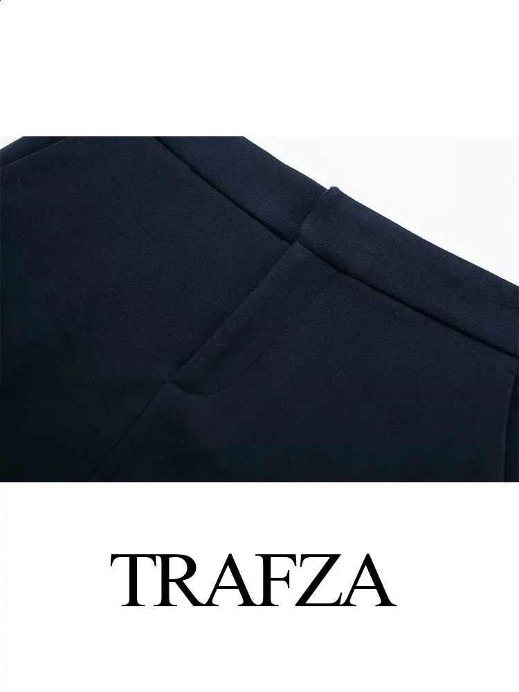 TRAFZA Spring Elegant Womens Short Satin Blazer Suit Zipper High Waist Womens Casual A-Line Loose Pleated Skirt 2-piece Set 240826
