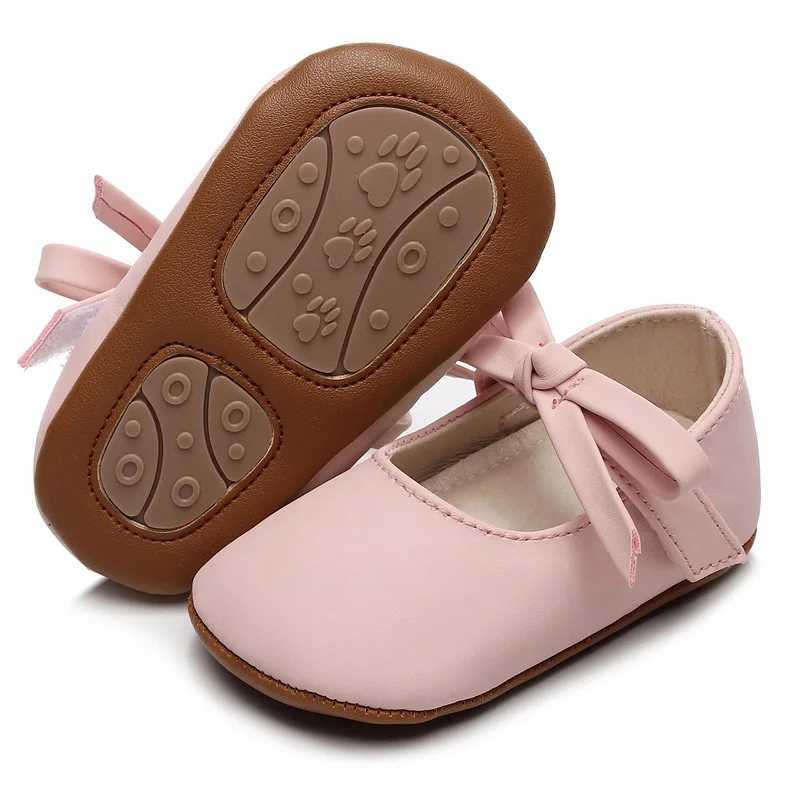 BeQeuewll Baby Girls Mary Jane Shoes Bow PU Princess Apartment Casual Walking Shoes M240827