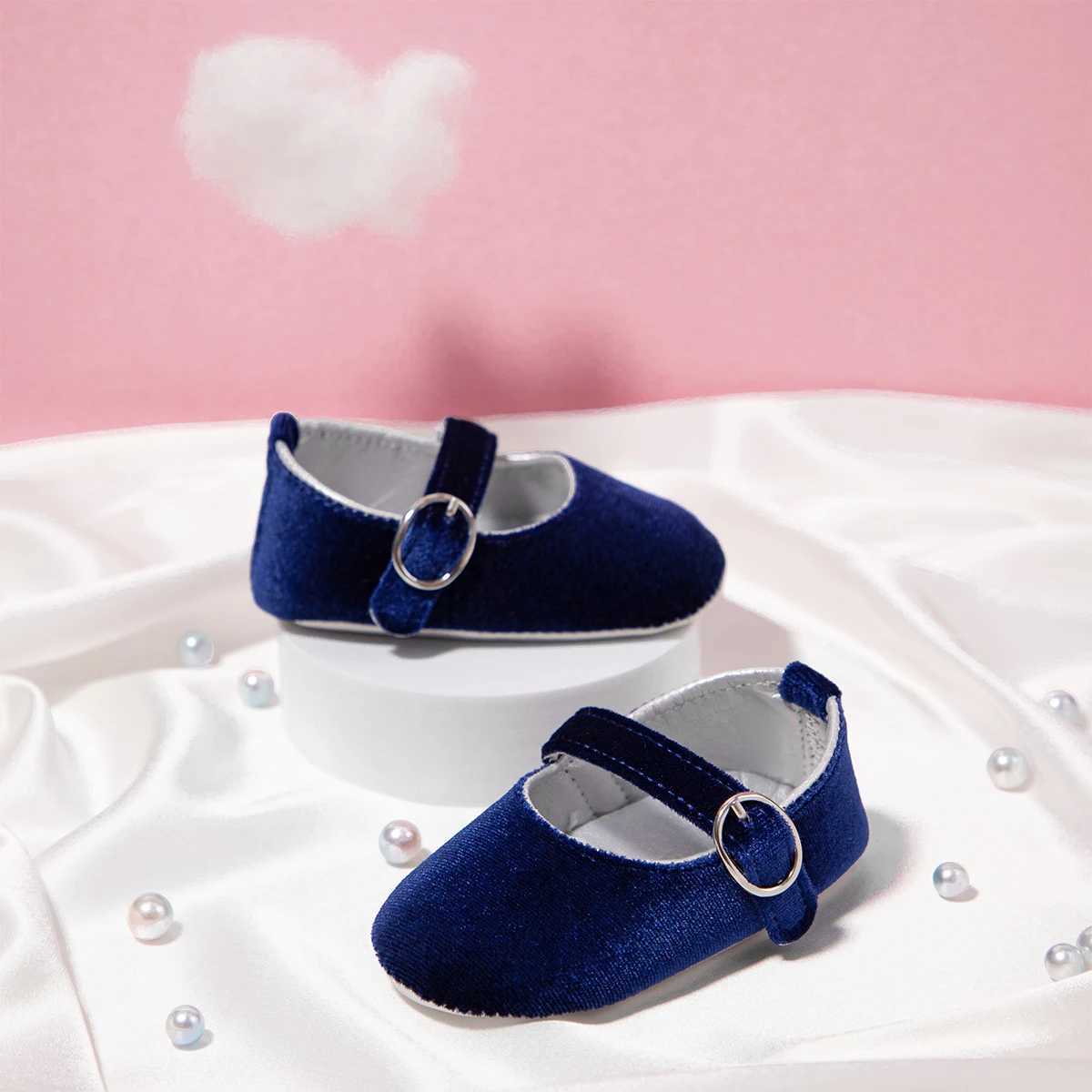 KIDSUN newborn baby shoes girls princess shoes solid color 4-color anti slip soft sole pure cotton flat bottom first walking baby accessories M240827