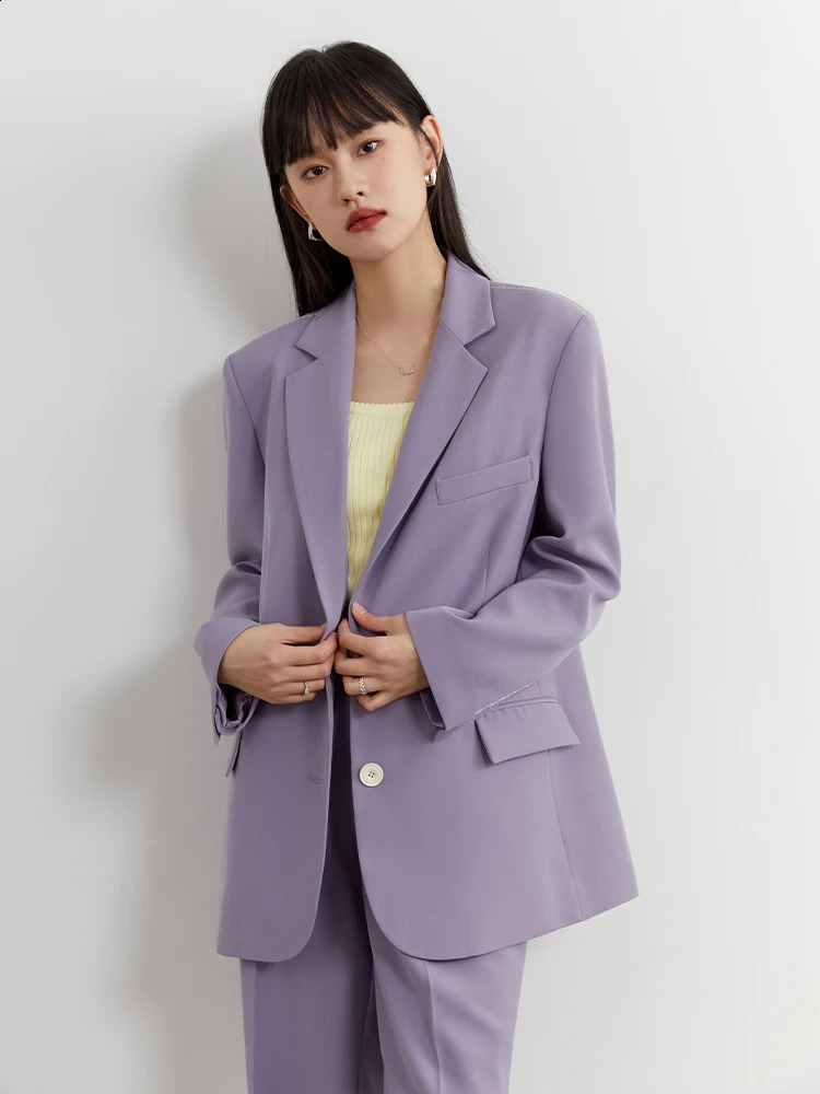 DUSHU Women Blazer Sets Style Flip Collar Suit Jacket for Women Autumn Loose Style Office Lady Blazer Trousers 240826
