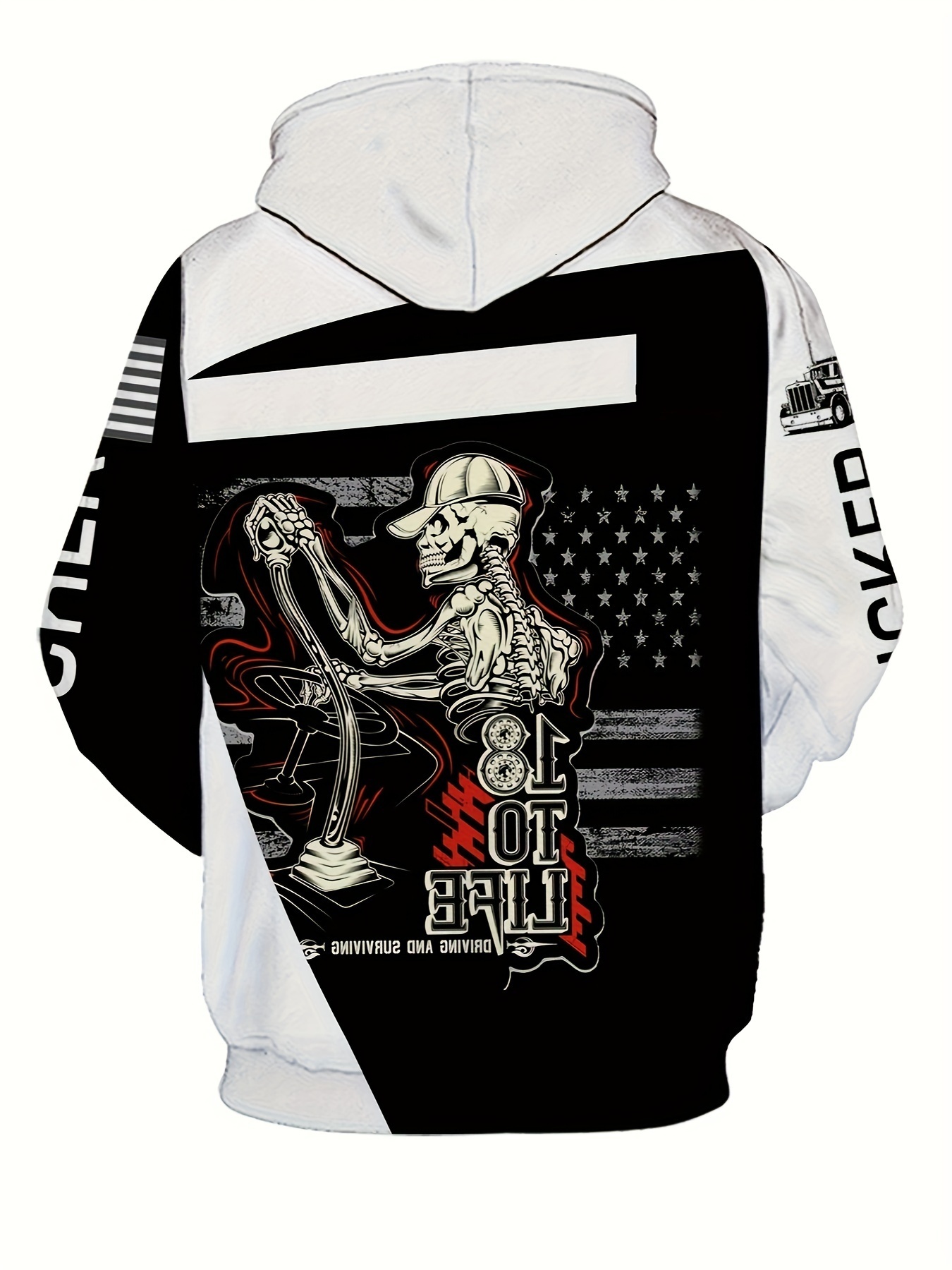 Halloween Plus Size Mens Skeleton Print Hooded Sweatshirt - Stylish Hooded Design, Soft and Cozy, Perfect for Spring, Fall, and Winter Fashion - Ideal