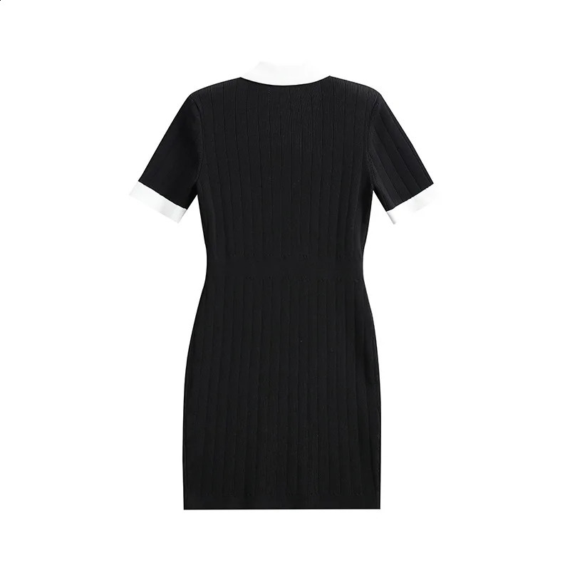 ZJYT Womens Summer Short sleeved Knitted Dress Elegant Collar Slimming Coat Vestidos Femininos Fashion 240826