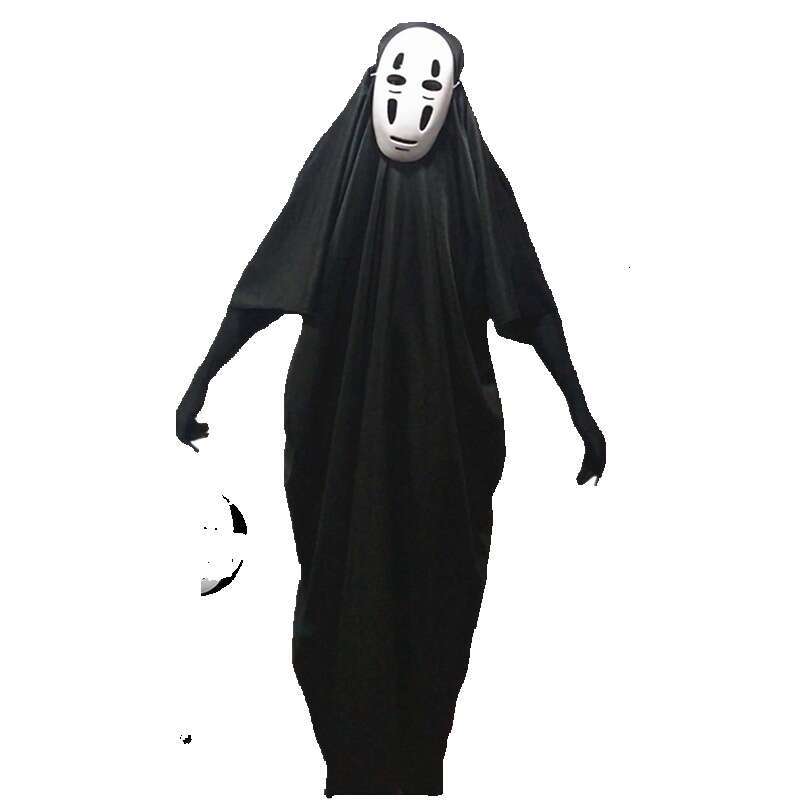 Qianyus Qianxun Faceless Male Cosplay Anime Mask Gloves and kimono black poncho polyester Ghost Cloak Performance Dress summer capes batwing robe