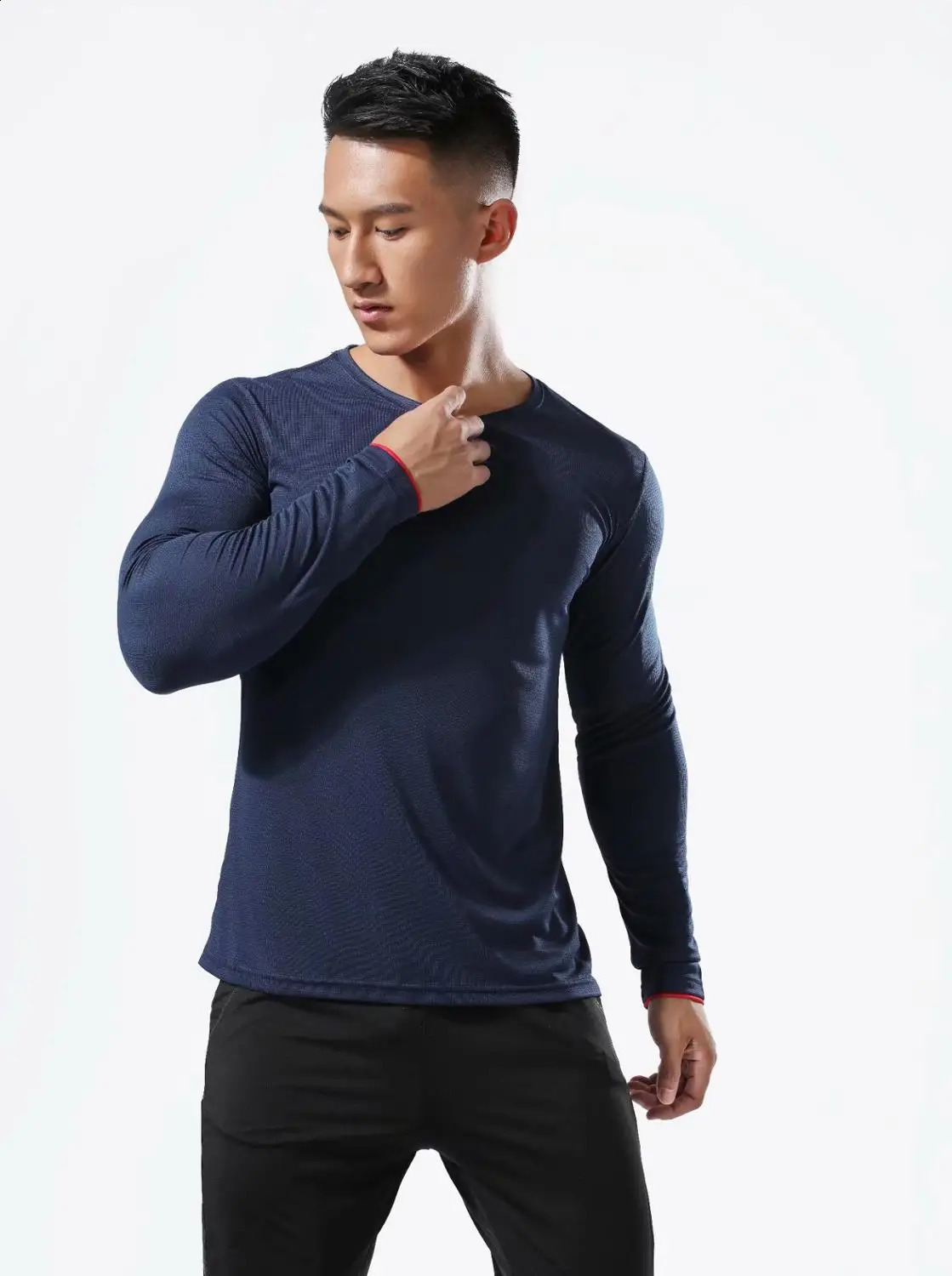 Long sleeved sportswear mens fitness Tshirt gym dry running fast drying compression shirt sports top 240827
