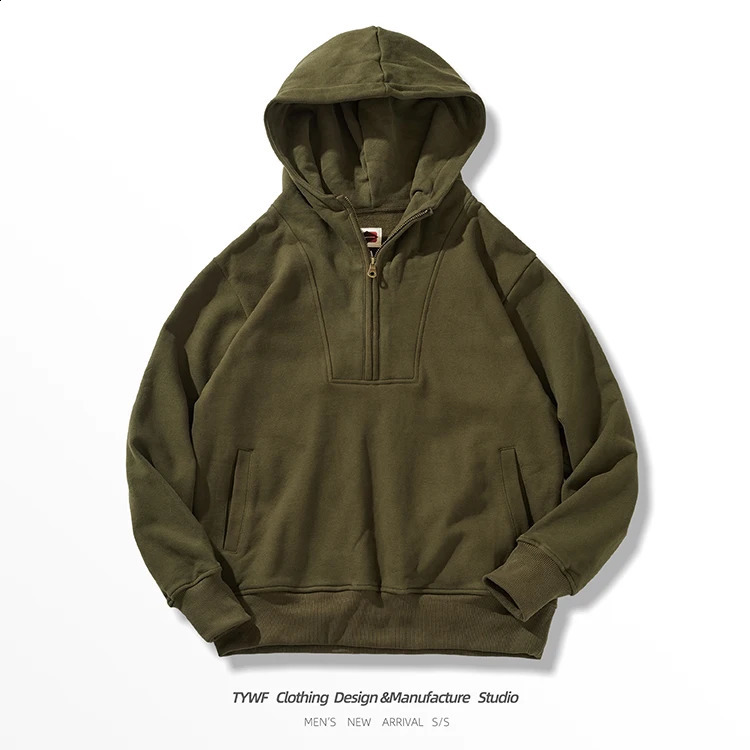 Autumn and Winter American Retro 500G Thick Velvet Knitted Hooded Hoodies Mens 100% Cotton Washed Heavyweight Casual Jacket 240826