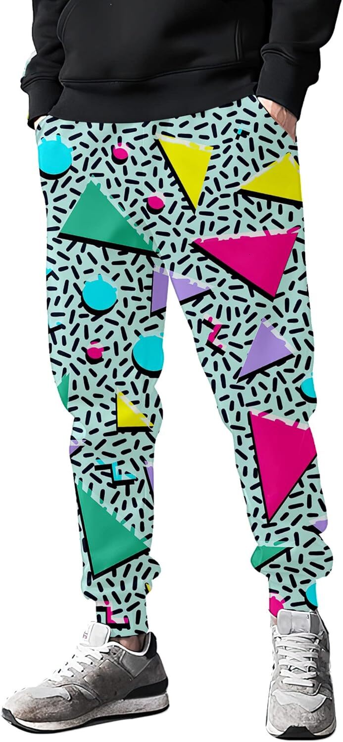 2024 Sweatpants Mens 80s Costumes for Men Joggers Pants Casual Pants Running Pants with Drawstring 90s Outfit for Men sweat pants