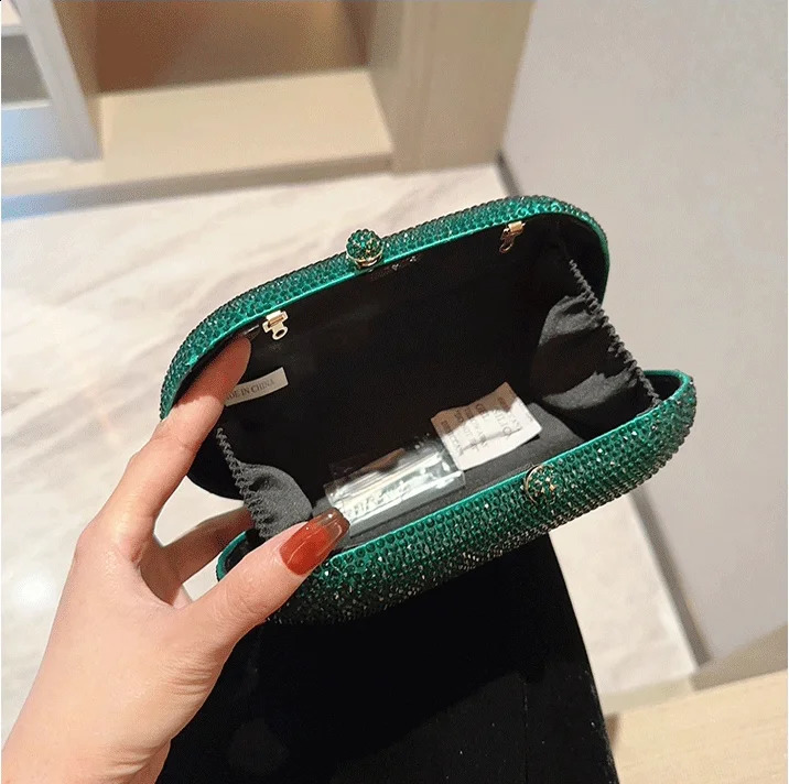 Women Diamond Clutch Bags Wedding Party Prom Dinner Wallets With Chain Mini Banquet Evening Purse Egg Shaped Handbags 240826Z