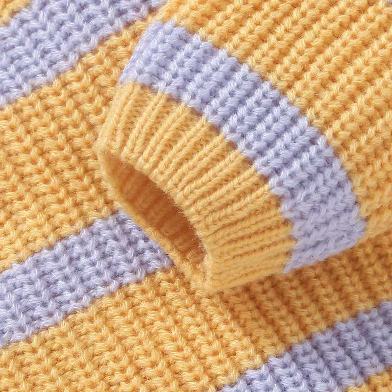 Newborn baby boy sweater casual striped print warm knit autumn long sleeved baby knitW240824