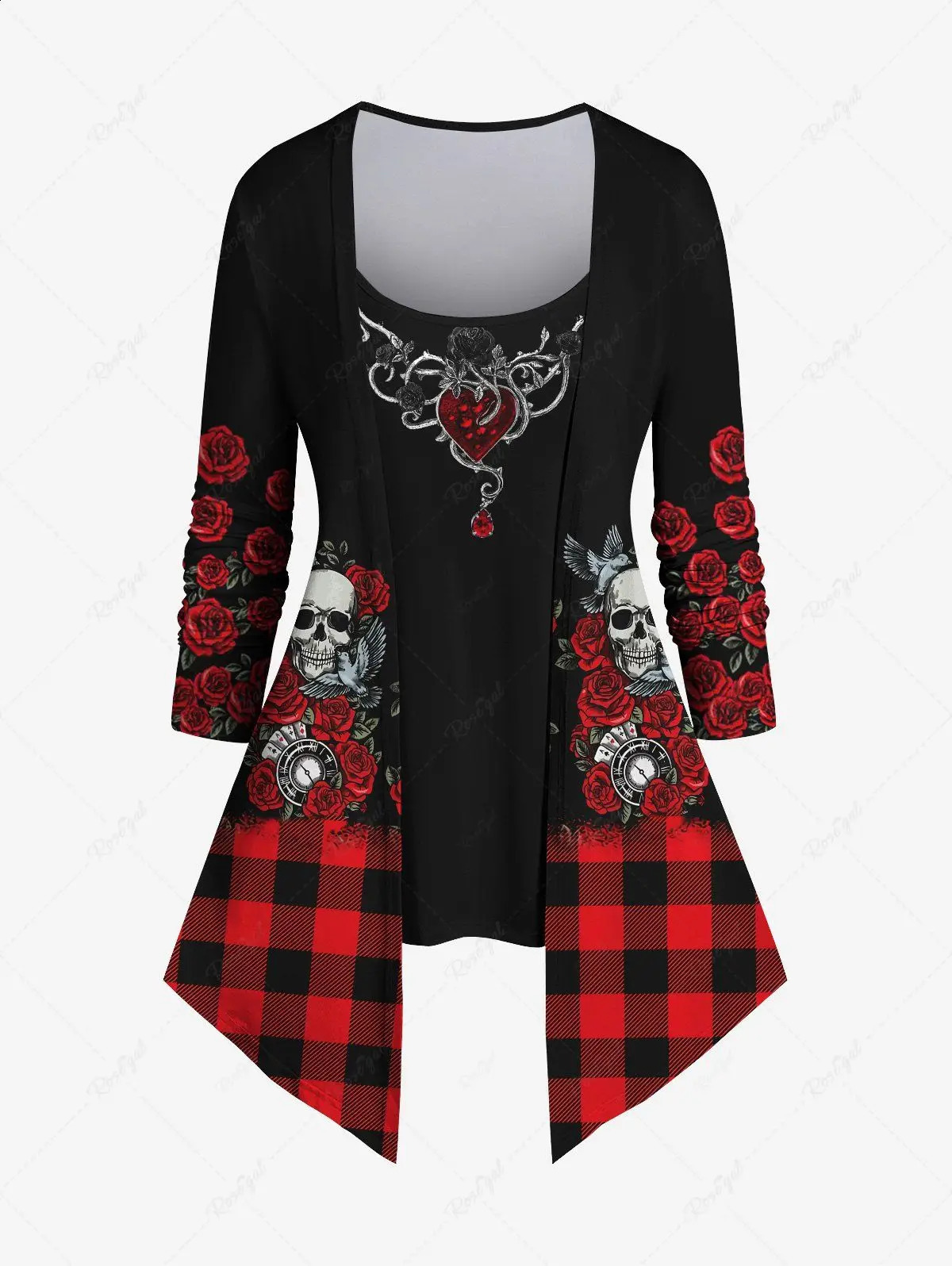 Autumn Halloween 3D Skeleton Rose Checkered Bird Pumpkin Bat Flame Printing 2-in-1 T-shirt or Flame Pants Daily Casual Set 240827