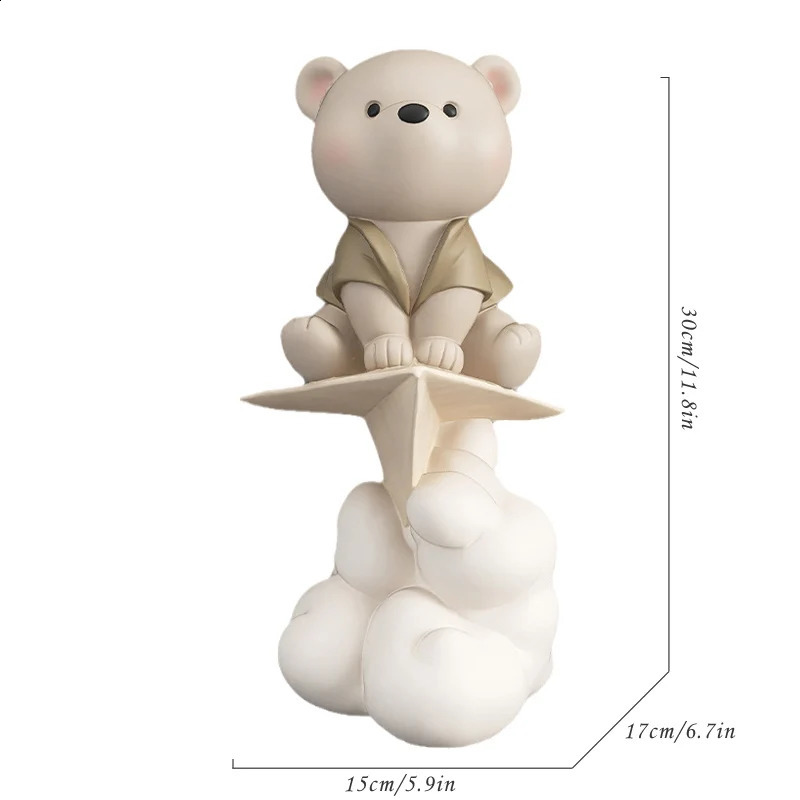 Creative Paper Plane Bear Figures Cute Cartoon Resin Sculptures Gift For Friend Kids Birthday Present Home Decoration Statuettes 240827 - view 7