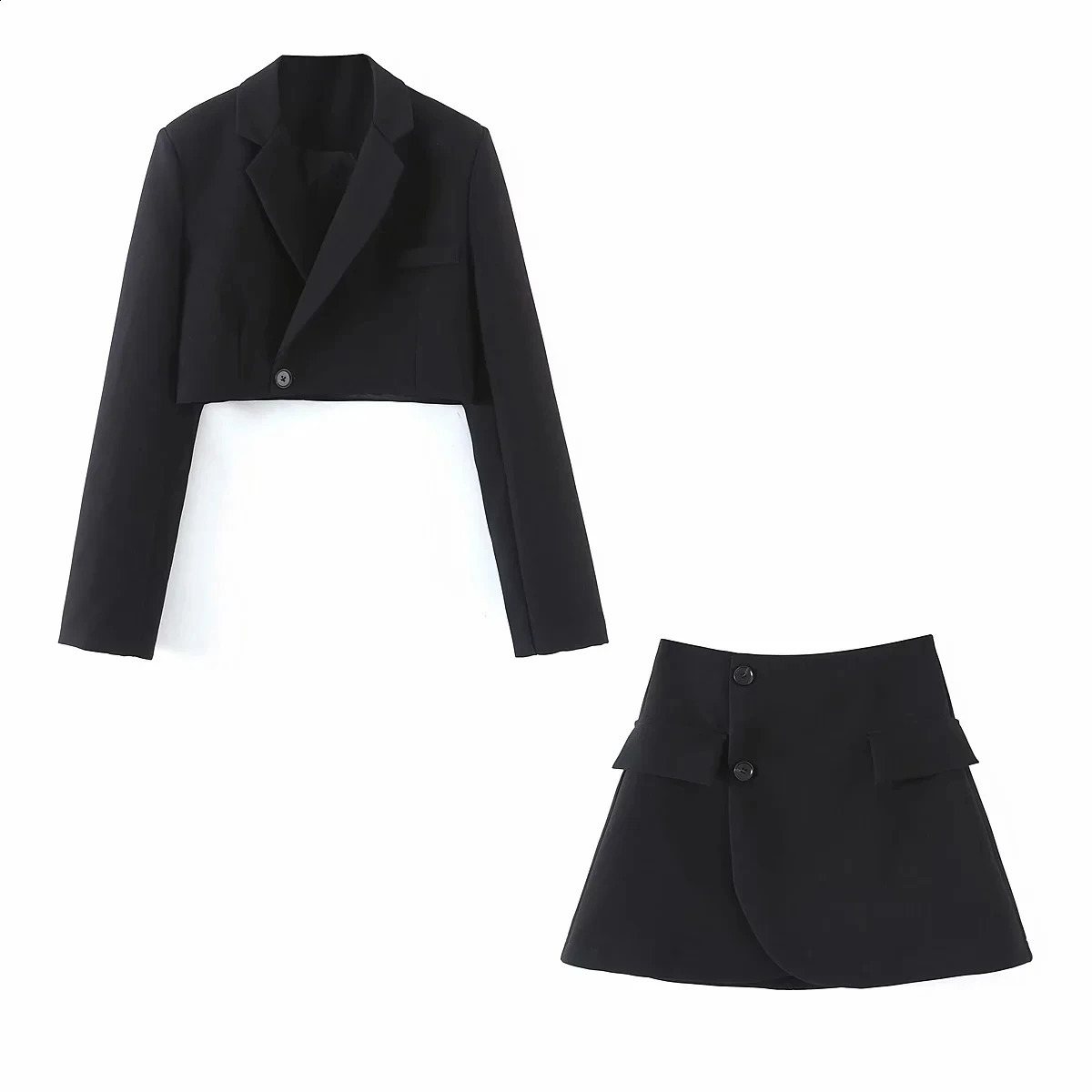 Northflow Matching Set Blazer And Skirts Women England style Navel Exposed Short Empire Blazer Feminino Femme Two Piece Set 240826