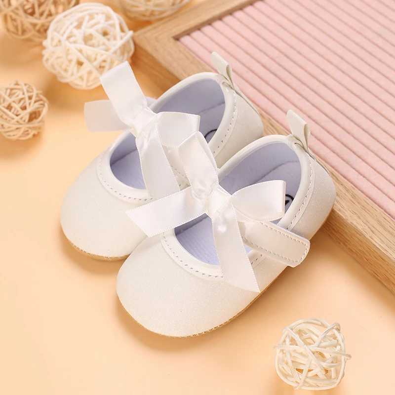 Baby Birthday Party Shoes Baby Bow Knot Non slip Rubber Soft Bottom Flat PU First Step Walker Newborn Bow Decoration Mary Jens M240827