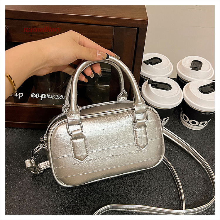 Handheld Boston 2024 Summer New Fashion Versatile Trendy One Shoulder Crossbody Commuting Bowling Women's Bag #31