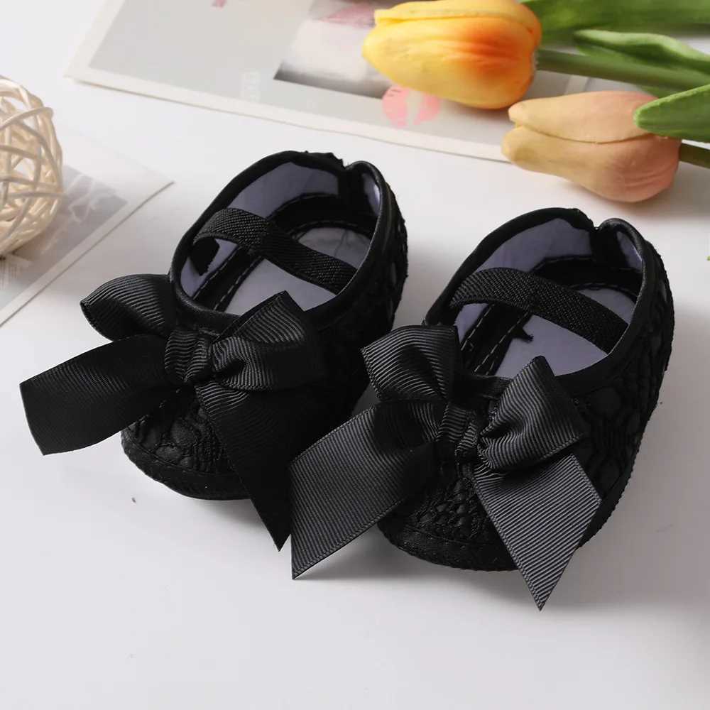 Cute baby shoes with ribbon bow for 0-1 year old newborns soft soled childrens shoes princess first walker dress shoes M240827