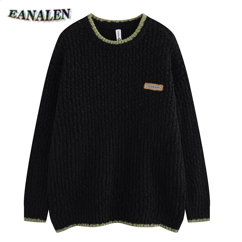 Harajuku Retro Color Conflict Knitted Thick Sweater Mens Winter Oversized Parachute Umbrella Gothic Grandpa Ugly Womens 240826