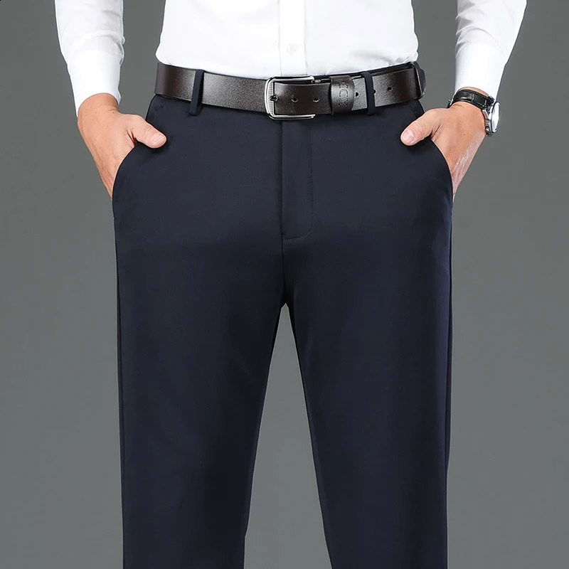 Japanese High Quality Men's Business Dress Pants - Stretch Straight Fit Office Trousers, Formal & Casual