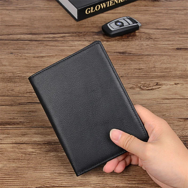 Crazy Horse Leather Passport Cover Men Women Genuine Leather Travel Passport Holder Case Card ID Holders Mans Long Wallets Black 240827