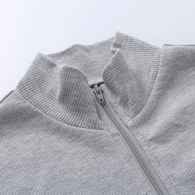 Casual Zipper Knitted Sweater Cutting Top Elegant Womens Turtle Neck Long Sleeve Zipper Spring/Summer Club T-shirt 20292P 240827