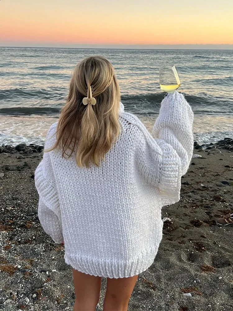Solid Knitted Turtlrneck Double Light Cover Womens Pulling Flower Thick Ultra fine Loose Top Sweater AutumnWinter Fashion 240826