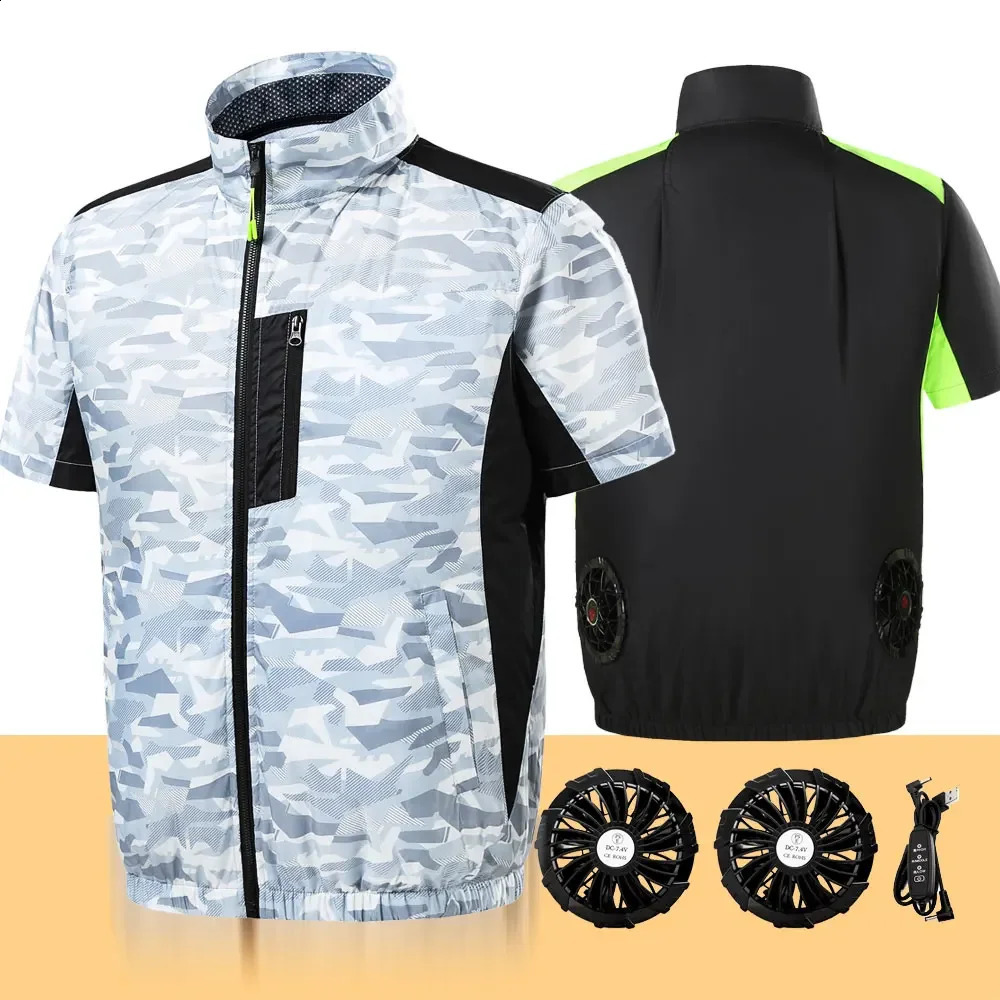 Mens ice refreshing vest motorcycle fan air conditioning clothing USB charging womens jacket body cooling 240827