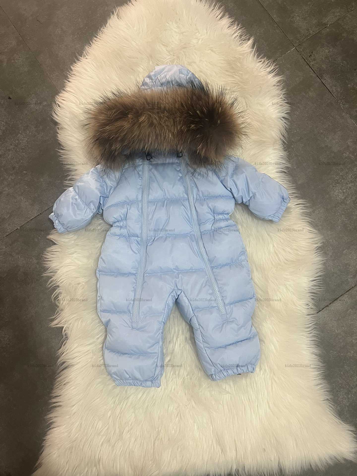 New Down baby jumpsuit high-quality infant Jumpsuit set Size 65-73-80 CM Raccoon fur newborn Hooded down jacket toddler winter coat