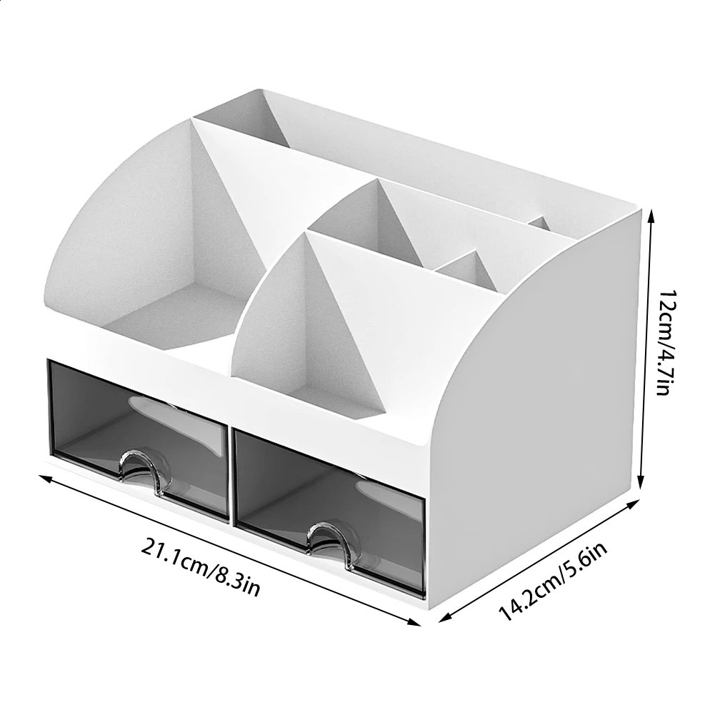 Home Office Desktop Stationery Storage Box 6 Compartments 2 Drawers Decorative Desk Organizer Dressing Table Makeup Storage Case 240826