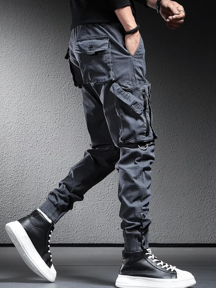 Fashionable street retro multi pocket covers mens fashion brand loose wide leg straight casual clothing 240827