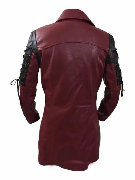 Steampunk Mens Gothic Trench Coat Leather Jacket Punk Style Biker Jacke Autumn Winter Motocycle Jacket 240826