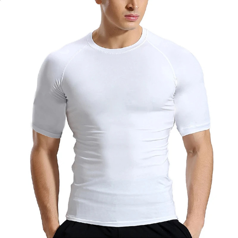 Summer mens compression shirt quick drying gym top short sleeved Tshirt sports running 240827