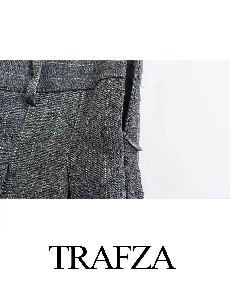 TRAFZA Spring Women Fashion 2 Piec Set Lapel Long Sleeves Blazer Coat Sexy Party sweet Female Mini Pleated Skirts 240826