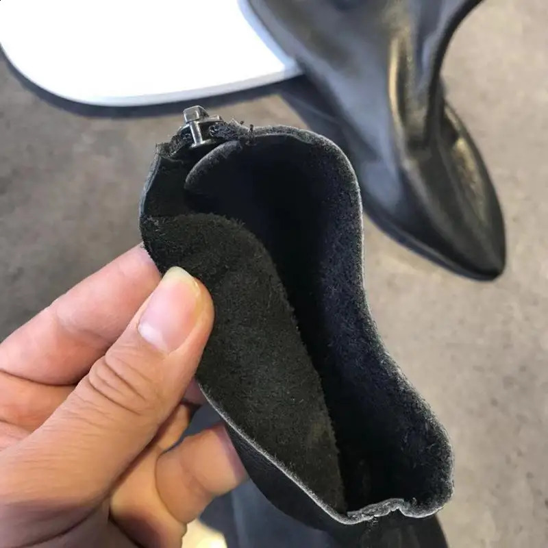 Pointed Toe flat single short boots for women soft genuine cowhide leather flat anti slip Versatile Boots size 44 240827
