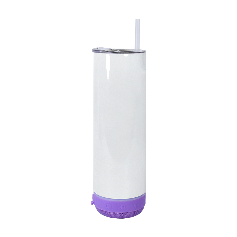 Sublimation 20Oz Bluetooth Speaker STRAIGHT Tumbler Wireless Intelligent Music Cups Stainless Steel Smart Water Bottle With Straws DIY Slim