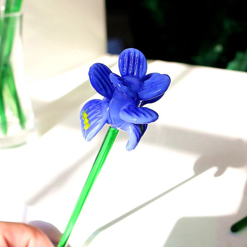 Beautiful Simulation Craft Murano Glass Flower Ornament Valentines Day Party Gifts Home Table Vase Decoration Charm Accessories 240827