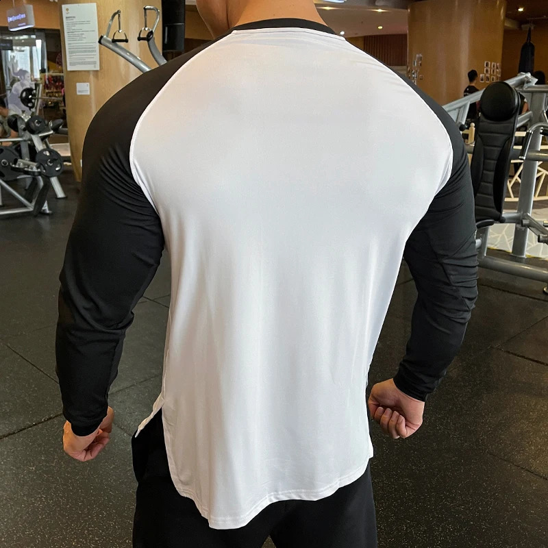 Running gym mens Tshirt long sleeved loose top elastic sports fitness autumn comfortable breathable basketball training jersey 240827