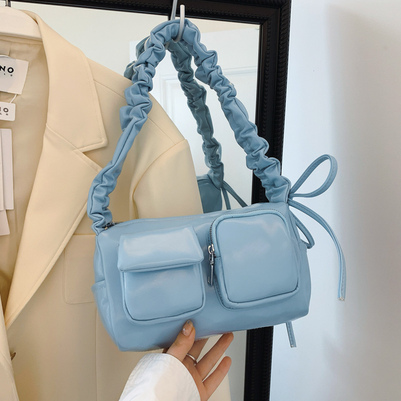 Hot selling Korean niche Instagram casual versatile college student tote women's large capacity pleated multi pocket crossbody bag #26