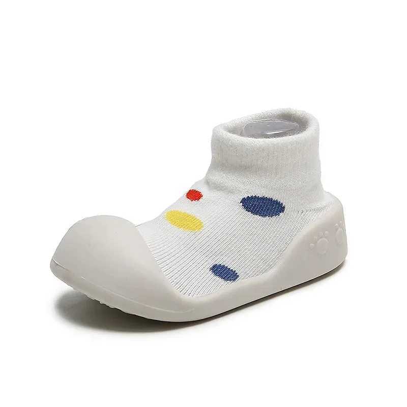 Childrens socks with cartoon stripes polka dots thin cotton breathable and non slip soft sole childrens shoes family 3D floor socks M240827