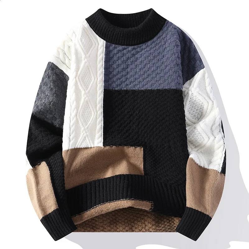 Mens loose and casual knitted sweater winter wool warm and stretchy high-quality mens outerwear sweater 4XL mens clothing 240827