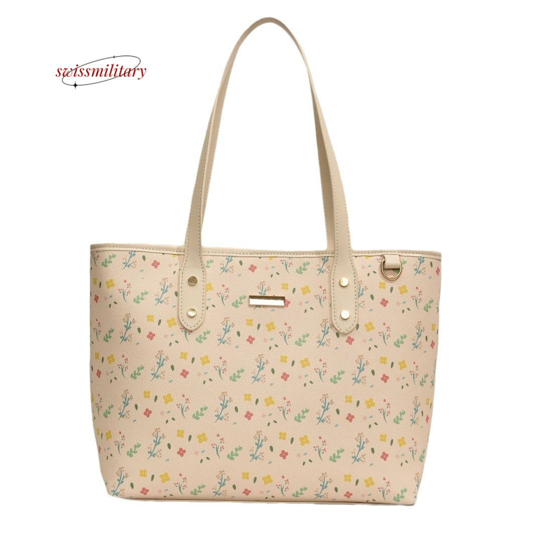 Swissmilitary 2024 Spring New Large Capacity Daily Commuting Handbag Fashion Versatile Shoulder Fragmented Flower Print Tote Bag #33