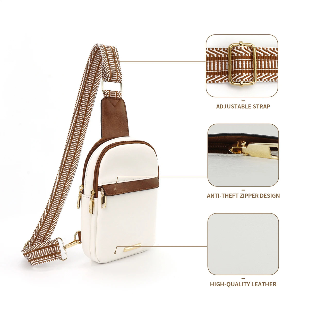 PU Leather Chest Bag For Women Men Casual Daily Sling Bags Girls Crossbody Shoulder Fashion Female Male Small Backpack 240827