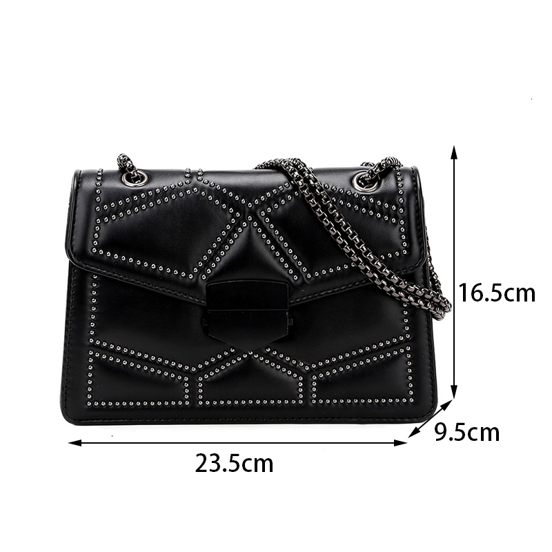 Yogodlns Vintage Rivet Chain Small Shoulder Bags For Women Flap PU Leather Fashion Square Crossbody Handbag y240826Z