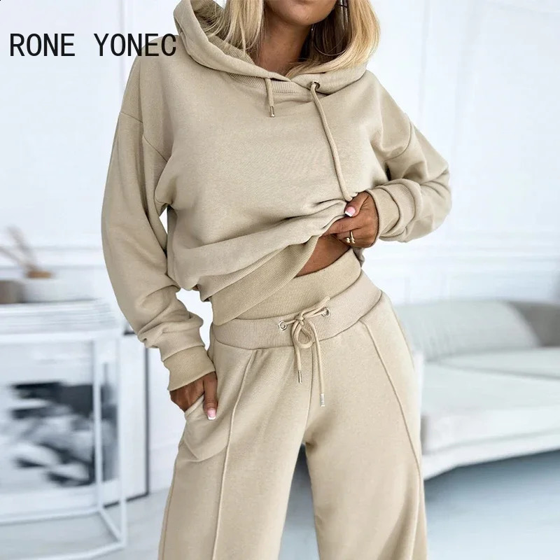 Geometric Print Colorblok Hoodie Wide Leg Pant Set Women Two Pieces Sets 240826