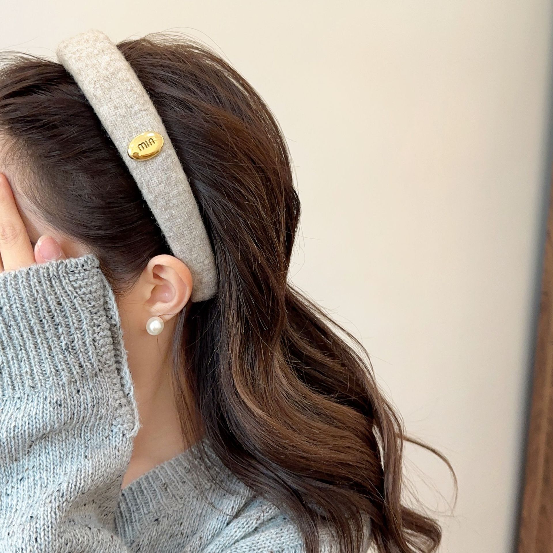 Wool high skull top autumn winter for women, with a high-end and stylish feel, 2023 new hair accessory, headhole headband F08.27-5.5 0bc63